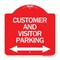 Signmission Customer & Visitor Parking Bidirectional Arrow, Red & White Alum Sign, 18" x 18", RW-1818-24217 A-DES-RW-1818-24217 - alternate 1
